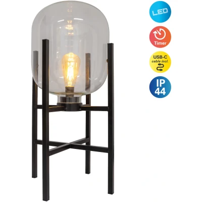 Abbildung von LED Akku Außendekoleuchte Lora aus Glas und Metall