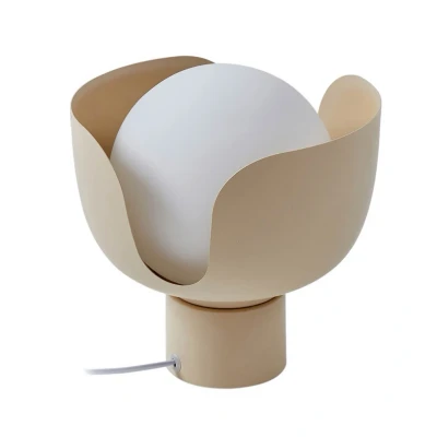 Abbildung von Lindby Tischleuchte Fiora, beige, Glas, Metall, Ø 20 cm