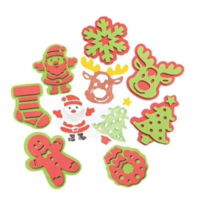 Abbildung von Baker Ross Schaumstoffstempel Weihnachten FC263 10 Stück, Malbedarf, Stempelset für Kinder, ideal Kunst und Bastelprojekte