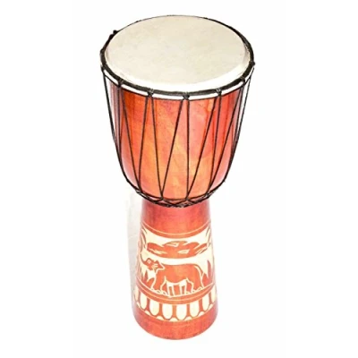 Abbildung von Große 50cm Djembe Holz Trommel Bongo Ziegenfell Elefant A2