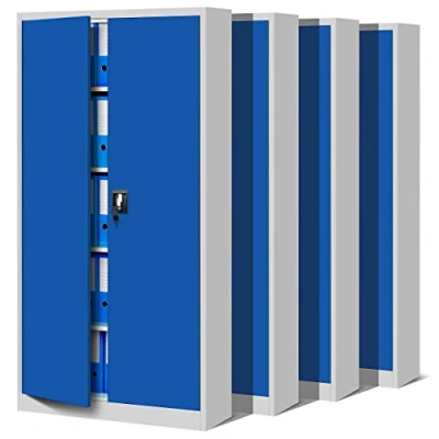 Abbildung von Jan Nowak 4er Set Aktenschrank C001 Metallschrank Stahlschrank Werkzeugschrank Büroschrank Lagerschrank Universalschrank Pulverbeschichtung Flügeltüren 185 cm x 90 40 (grau/blau)