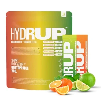 Abbildung von Hydrup Elektrolyte ohne Zucker Getränkepulver, 1733 mg hochkonzentriertes Hydratationspulver mit Zitrone Limette und Orange Mandarine Elektrolyt Pulver, 16 Sticks (Mix)