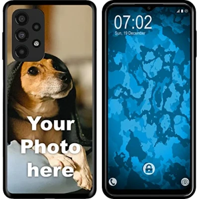 Abbildung von PhoneNatic personalisierte Handyhülle für Samsung Galaxy A23 Custom Case in SCHWARZ zum selbst gestalten mit eigenem Foto Bild Text individuell