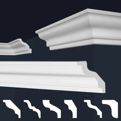 Abbildung von MARBET DESIGN Stuckleisten XPS Styropor weiß Deckenleisten Deckenstuck Leisten E (50 Meter / 25 8)