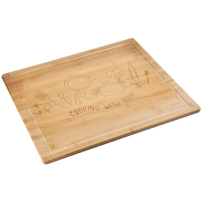Abbildung von KESPER Buffetplatte/Herdabdeckplatte mit Einbrand, Material: Bambus, Maße: 56 x 50 4 cm, Holzstärke: 1,6 Farbe: Braun 58598 13