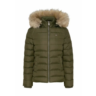 Abbildung von Tommy Jeans Damen Pufferjacke Basic Hooded Down Jacket mit Kapuze, Grün (Fatigue Green), L