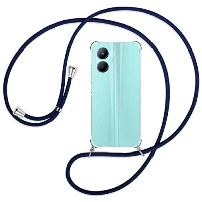 Abbildung von mtb more energy® Handykette kompatibel mit Realme C33 dunkelblau Smartphone Hülle zum Umhängen Anti Shock Full TPU Case