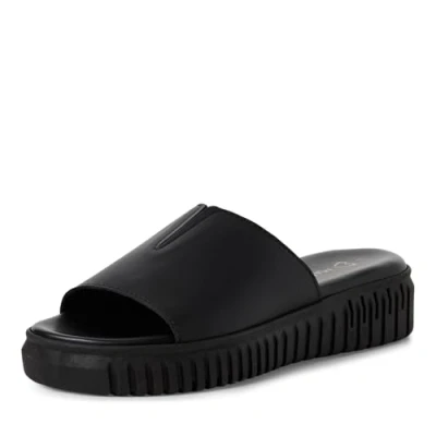 Abbildung von MARCO TOZZI Damen Pantoletten aus Leder Plateau, Schwarz (Black), 38 EU