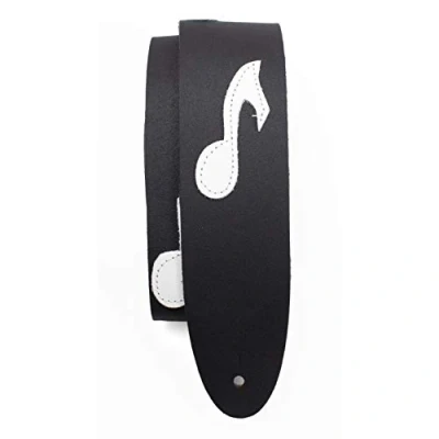 Abbildung von Perri&#039;s Leathers Ltd. Gitarrengurt Leder The Famous Collection Musiknoten Schwarz/Weiss Für Akustik /Bass /Elektrogitarren Hergestellt in Kanada (BMN 217)