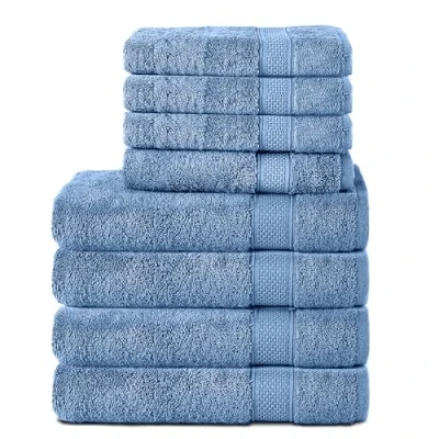 Abbildung von Komfortec 8er Handtuch Set aus 100% Baumwolle, 4 Badetücher 70x140 und Handtücher 50x100 cm, Frottee, Weich, Towel, Groß, Hellblau