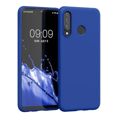 Abbildung von kwmobile Hülle kompatibel mit Huawei P30 Lite weiches TPU Silikon Case Cover geeignet für kabelloses Laden Baltik Blau