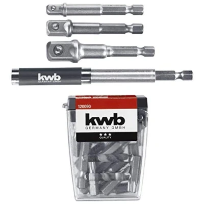Abbildung von kwb 23 teiliges Bit Set inkl. Stecknuss Adapter und Bithalter 80 mm/Verlängerbar auf 118 mm für Akku Schrauber, Steckschlüssel Vierkantadapter