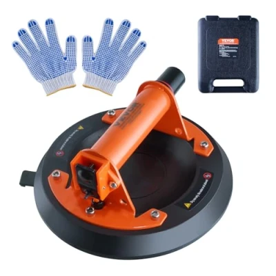 Abbildung von VEVOR Saugheber aus NBR Glasheber φ203mm Vakuumheber Belastbarkeit 99 278kg Glassauger Betriebstemperatur 20 bis 60℃ Plattenheber Vakuum Saugnapf mit ABS Griff inkl. Aufbewahrungsbox und Handschuhe
