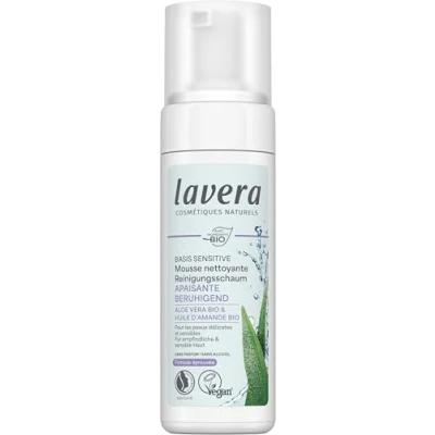 Abbildung von lavera basis sensitiv Reinigungsschaum Naturkosmetik Vegan Aloe Vera &amp; Bio Mandelöl Gesichtsreinigung Natürliche Reinigungsformel 1 x 150 ml