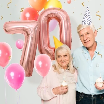 Abbildung von 70 Geburtstag Deko zahlen luftballon jahre Folienballon Roségold für 70. Geburtstagsdeko Männer Frauen Ballon Zahl zum fliegt mit Helium 70.Geburtstagsparty 40&quot; 101cm