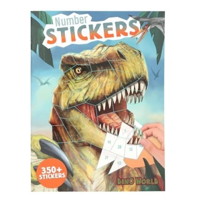 Abbildung von Depesche 13243 Dino World Number Sticker Stickerbuch mit 16 Seiten zum Gestalten von Motiven nach Zahlen, inklusive 8 Stickerbogen