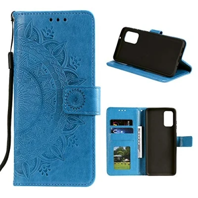 Abbildung von CoverKingz Handy Cover kompatibel mit Samsung Galaxy M31s Handyschutz Kartenfach Klapphülle Bookcase Hülle aufklappbar Motiv Mandala Blau