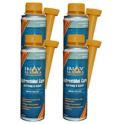 Abbildung von INOX® Hydrostößel Care Reinigung, 4 x 250 ml Reiniger &amp; Schutz Additiv für alle Benzin und Dieselmotoren, weniger Verschleiß verbessertes Kaltstartverhalten