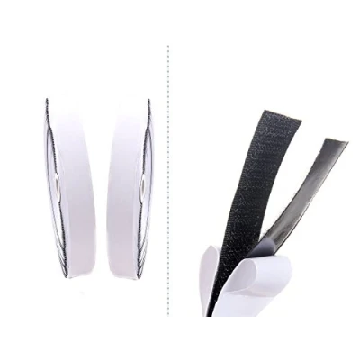Abbildung von TUKA 25m x 25mm Klettband selbstklebend (25 meter Flauschband &amp; Hakenband), breit Klebender Klettverschluss, Langfristig Extra Stark Haftkraft Flausch Haken, Schwarz TKB5009 black
