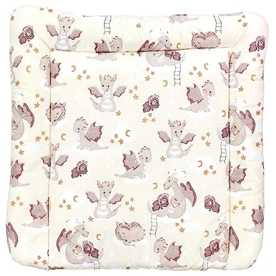 Abbildung von TupTam Baby Wickeltischauflage mit Baumwollbezug Gemustert, Farbe: Dino Bärchen Braun Gelb, Größe: 70 x cm