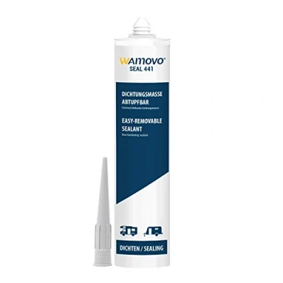 Abbildung von wamovo® Dichtstoff SEAL441 für Wohnwagen, Wohnmobil, Boot 310 ml Grau, Weiß, Schwarz Dichtmasse (1x Grau)