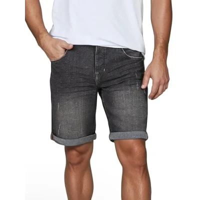 Abbildung von riverso Jeans Shorts Herren Stretch Kurz Regular Fit RIVTom Kurze Hosen Bermuda Sommer Denim Einfarbig, Größe:W 46, Farbe:Black (B132)
