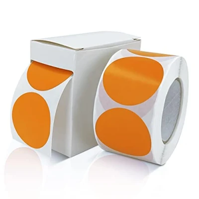 Abbildung von Runde Aufkleber 25mm Orange Selbstklebend Rolle kleine Klebepunkte Etiketten Farbkodierung kreise Sticker Ablösbare Wetterfest Mit Spenderbox 500 Stück