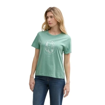 Abbildung von TOM Tailor CREW NECK Tshirt print, Damen, Größe: Large, Faded green