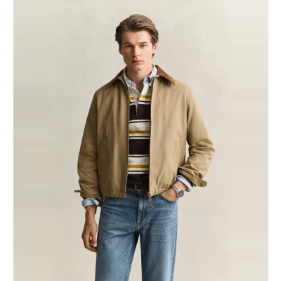 Abbildung von Gant für Herren. 7006687 Beige Harrington-Jacke aus Moleskin (M), Lässig, Baumwolle, Taupe