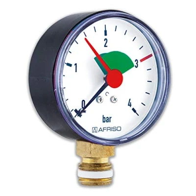 Abbildung von Rohrfedermanometer für Heizung/Sanitär Radial, Afriso, Ø 63 mm, DN8 (1/4&quot;), Kennzeichnung 3 bar