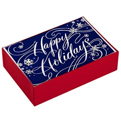 Abbildung von Hallmark Weihnachtskarten mit Umschlägen, 40 blaue und silberfarbene Karten Umschlägen