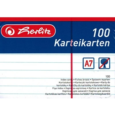 Abbildung von Herlitz 1150507 Karteikarten, A5, Weiß, A7 / 200 Karten, 100 Stück