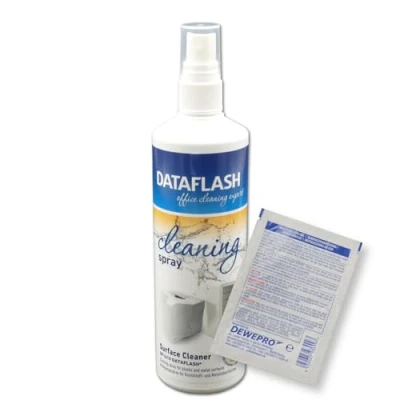 Abbildung von Dataflash Cleaning Spray DF1610 250 ml Surface Cleaner Reinigungsspray für Kunststoff und Metalloberflächen z.B. Computer Drucker inkl. DEWEPRO SingleScrubs
