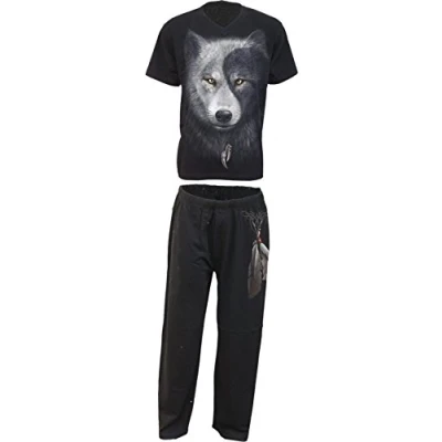 Abbildung von Spiral Wolf CHI Herren Schlafanzug Set im Gothic Stil 4 teiliges M