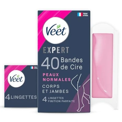 Abbildung von Veet Expert 40 Kaltwachsstreifen für Körper &amp; Beine normale Haut perfektes Finish langanhaltende Haarentfernung