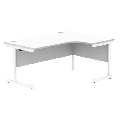 Abbildung von office hippo Robuster Büroschreibtisch, rechter Ecktisch, stark, verlässlich mit Kabelführung, PC Tisch für Büro oder Zuhause, Arktisches Weisse Platte/Weisses Gestell