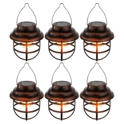 Abbildung von GLOBO LIGHTING LED Solarleuchte, Leuchtmittel fest verbaut, 6er Set Solar Laternen Gitter Lampen Garten Deko Außen Beleuchtung