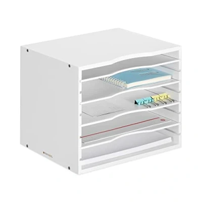 Abbildung von Navaris Briefablage Bambus 33x26x24,5cm 5 Fächer Schwarz/Weiß (1 St)