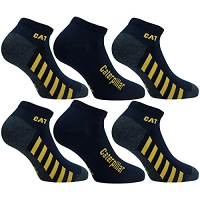 Abbildung von Caterpillar 6 Paar Knöchellange Sneakersocken Verstärkte Fersen und Zehen Baumwolle (Blau, 43 46)