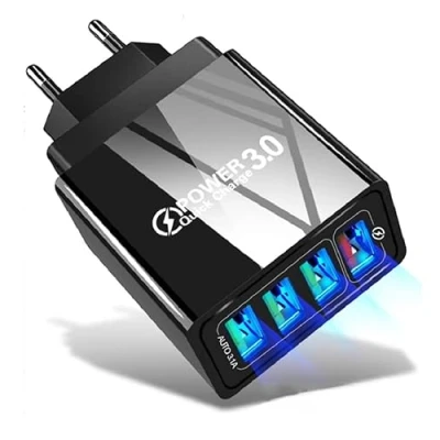 Abbildung von P37 USB Ladegerät, Schnellladegerät, 3.0, 40 W, 6 A, 4 Ports, Netzteil, Wandsteckdose, Schnellladung QC 3.0 für Samsung, Xiaomi, Realme, Huawei, Oppo