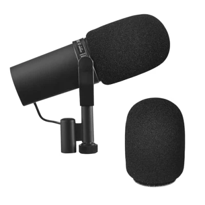 Abbildung von kwmobile Mikrofon Windschutz kompatibel mit Shure SM7B / SM27 PGA27 Schaumstoffbezug Abdeckung Cover Popschutz in Schwarz