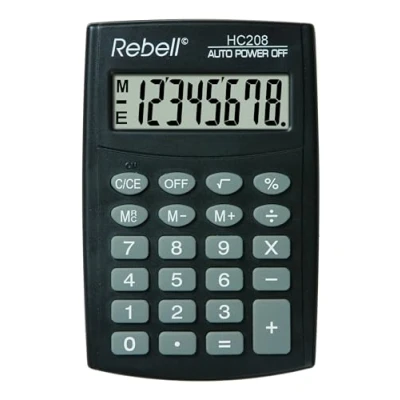 Abbildung von Rebell RE HC208 Einfacher Taschenrechner, 8 stelligem LCD Display und dreifacher Speicherfunktion, schwarz