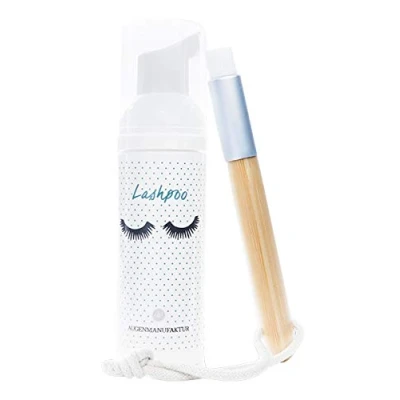 Abbildung von Augenmanufaktur Wimpernshampoo 150 ml Set für Wimpernverlängerung Augen Make Up Entferner mit Pinsel
