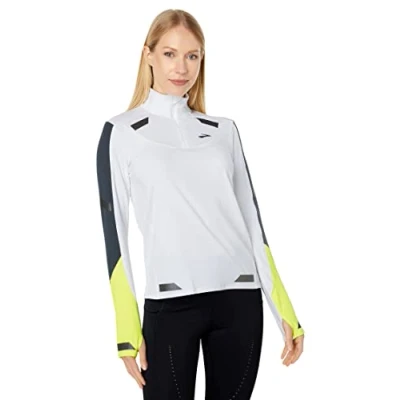 Abbildung von Brooks RUN Visible 1/2 ZIP Langarmshirt, Damen, Größe: 42/44, White asphalt nightlife