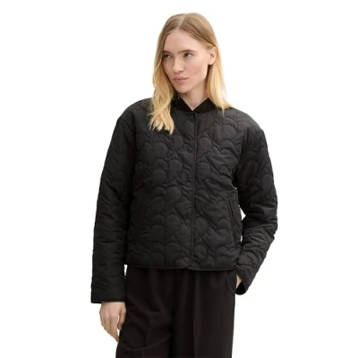 Abbildung von TOM TAILOR Denim Damen Bomberjacke mit Herz Steppung, 14482 Deep Black, L