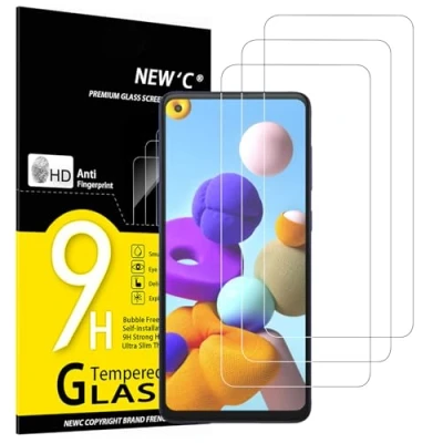 Abbildung von NEW&#039;C 3 Stück, Panzer Schutz Glas für Samsung Galaxy A21s, Frei von Kratzern, 9H Härte, HD Displayschutzfolie, 0.33mm Ultra klar, Ultrabeständig