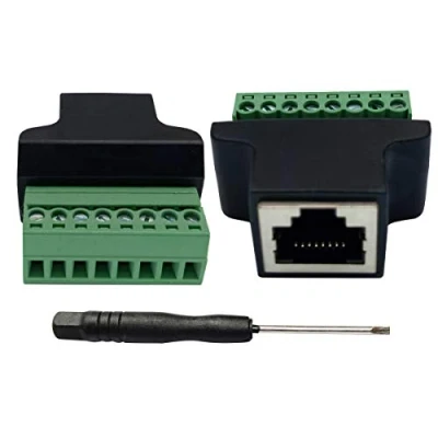 Abbildung von AAOTOKK RJ45 Schraubklemme 8P 8C Weiblich auf 8 Polige Schraubanschlüsse Ethernet Netznetzstecker für AV CCTV UTP DVR Cat5 Cat6 Cat7 Koppler(2 Stücke/Weiblich)