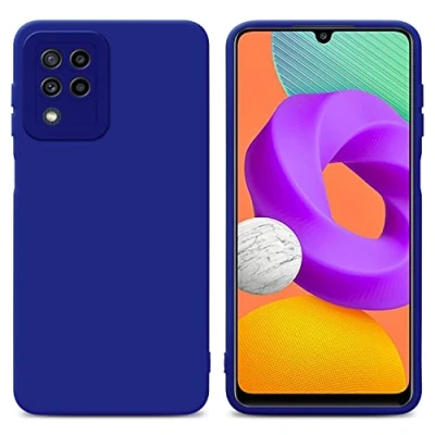 Abbildung von Cadorabo Hülle kompatibel mit Samsung Galaxy M22 M32 4G Schutzhülle TPU Silikon Case Liquid Design Kameraschutz Slim Kratzfest Gummi Rundumschutz für in Blau