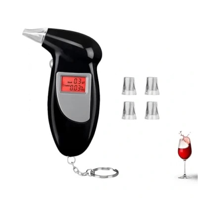 Abbildung von Sathychanpy Alkoholtester Polizeigenau, Promilletester Mit 5 Mundstücke, Alkohol Tester LED Display Digital Schnell,Promilletester für Privaten Professionellen Gebrauch zu Hause