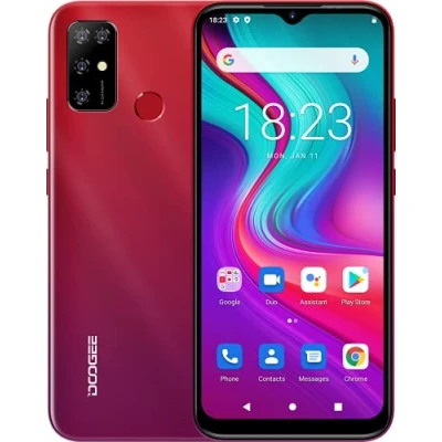 Abbildung von DOOGEE Android 11 Smartphone ohne Vertrag X96, Octa Core 2GB + 32GB, 5400mAh Akku, 8MP DREI Kamera, 6,52 &#039;&#039; Wassertropfenbildschirm, Handy DUAL SIM SD(3 Steckplätze), Fingerabdruck GPS Rot